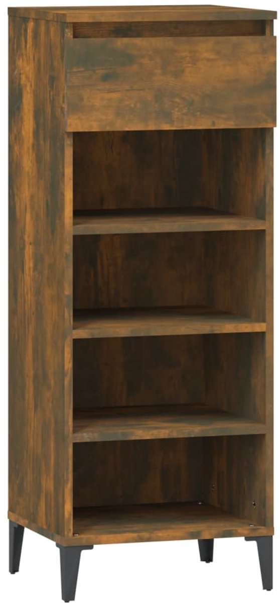 Schoenenkast | Schoenenrek 40x36x105 cm bewerkt hout gerookt eikenkleurig (6248446697383)