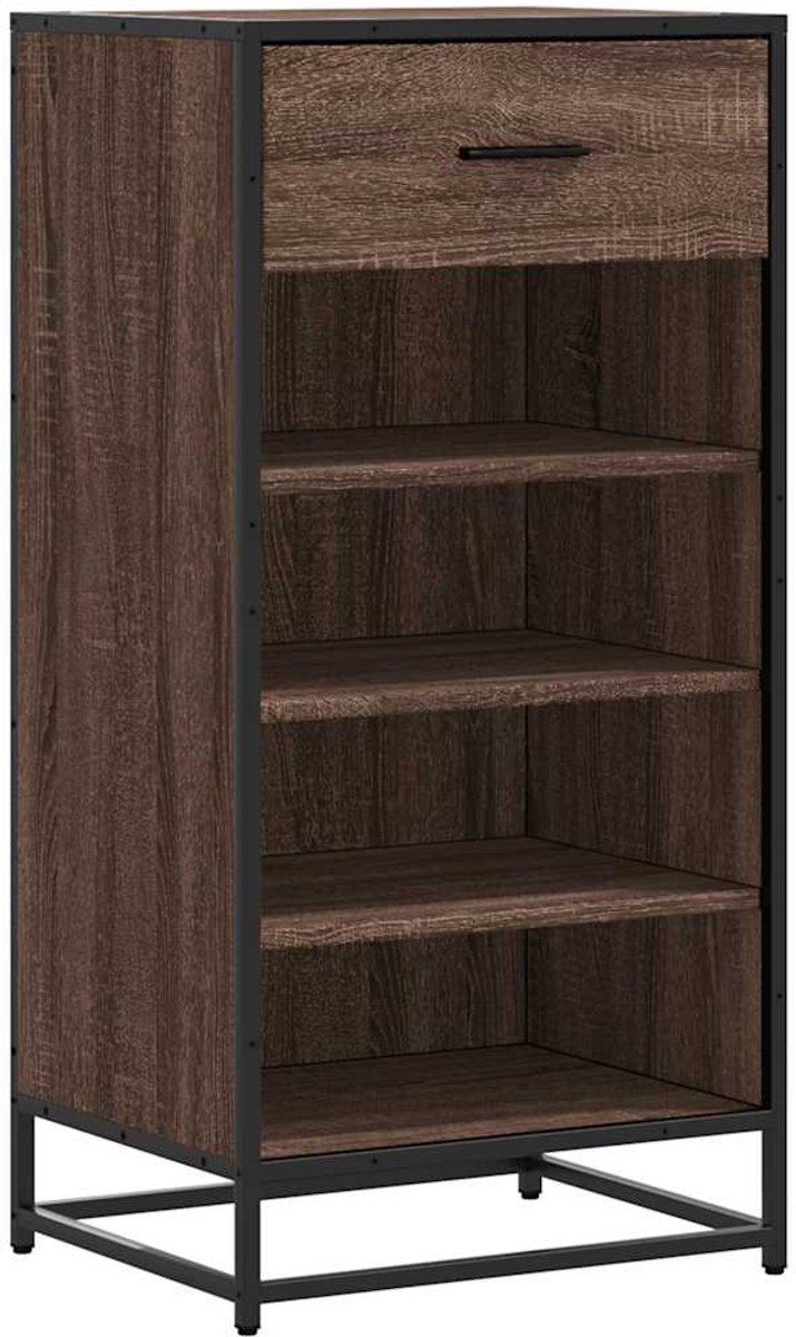 Schoenenkast | Schoenenrek 48x38x97,5 cm bewerkt hout bruin eikenkleurig (6248446697475)
