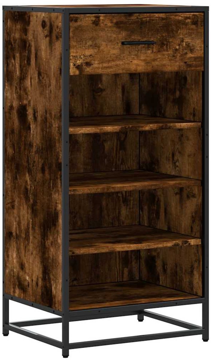 Schoenenkast | Schoenenrek 48x38x97,5 cm bewerkt hout gerookt eikenkleurig (6248446697505)