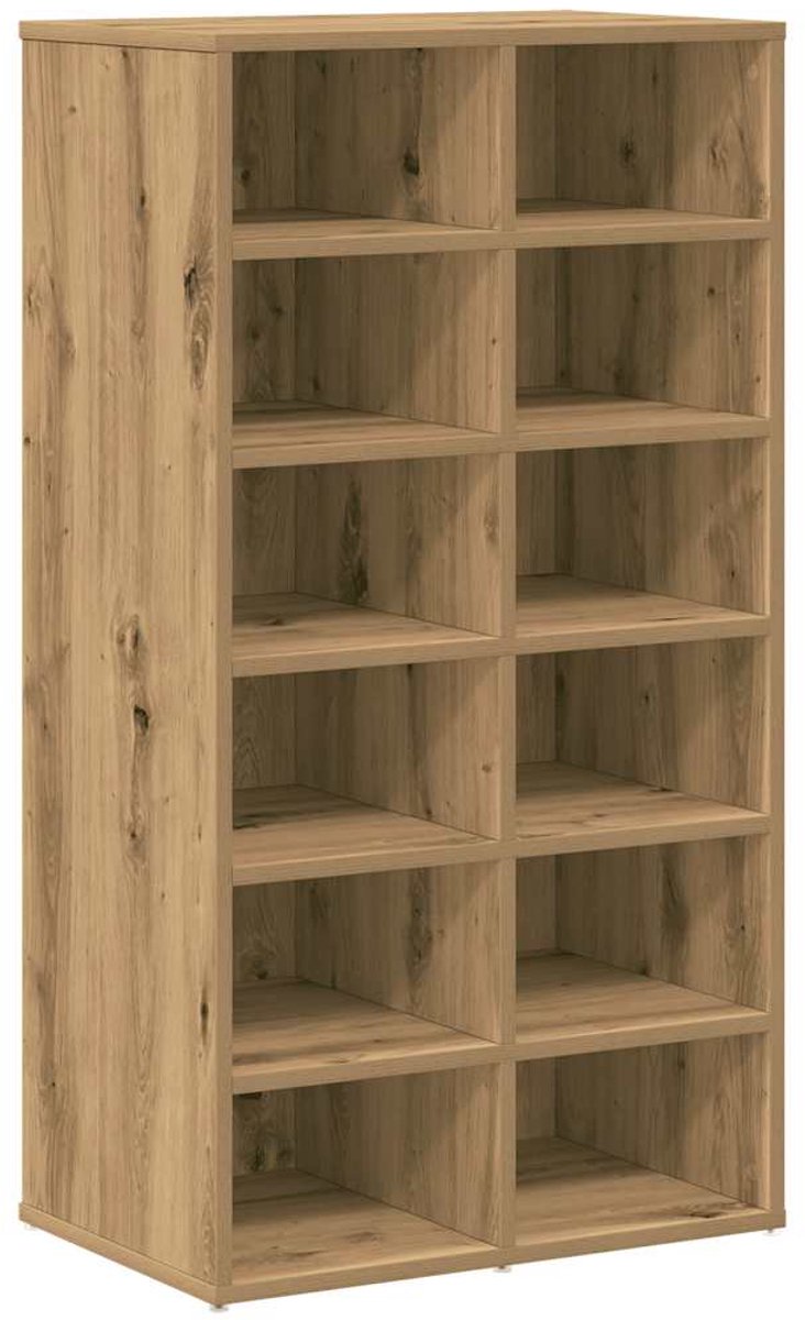 Schoenenkast | Schoenenrek 54x34x100,5 cm bewerkt hout artisanaal eikenkleur (6248446697628)