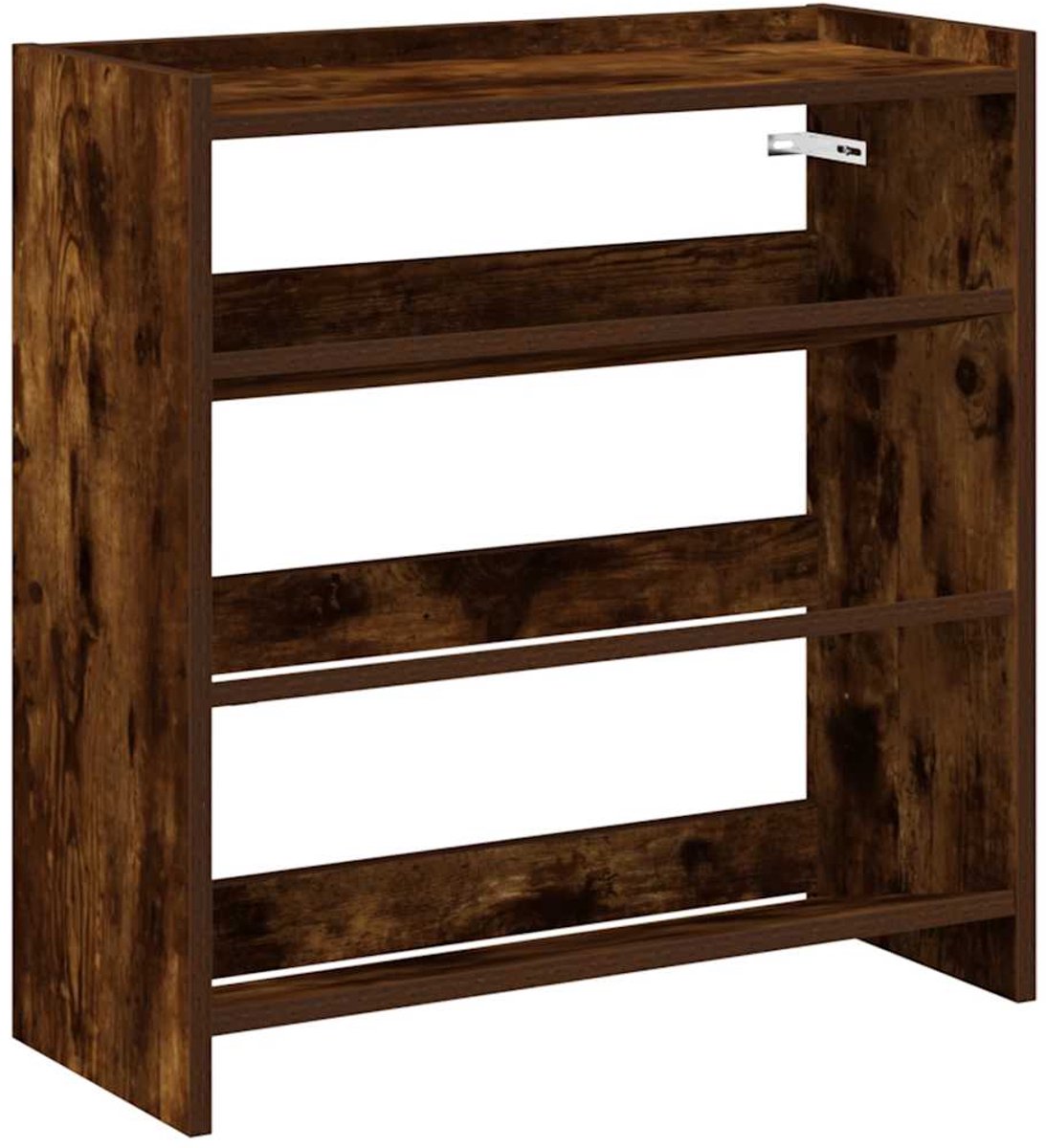 Schoenenkast | Schoenenrek 60x25x62 cm bewerkt hout gerookt eikenkleurig (6248446697765)