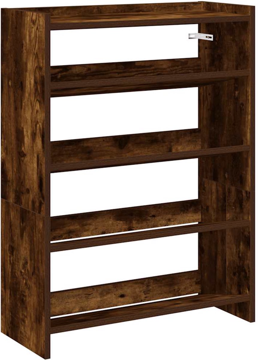 Schoenenkast | Schoenenrek 60x25x81 cm bewerkt hout gerookt eikenkleurig (6248446697833)
