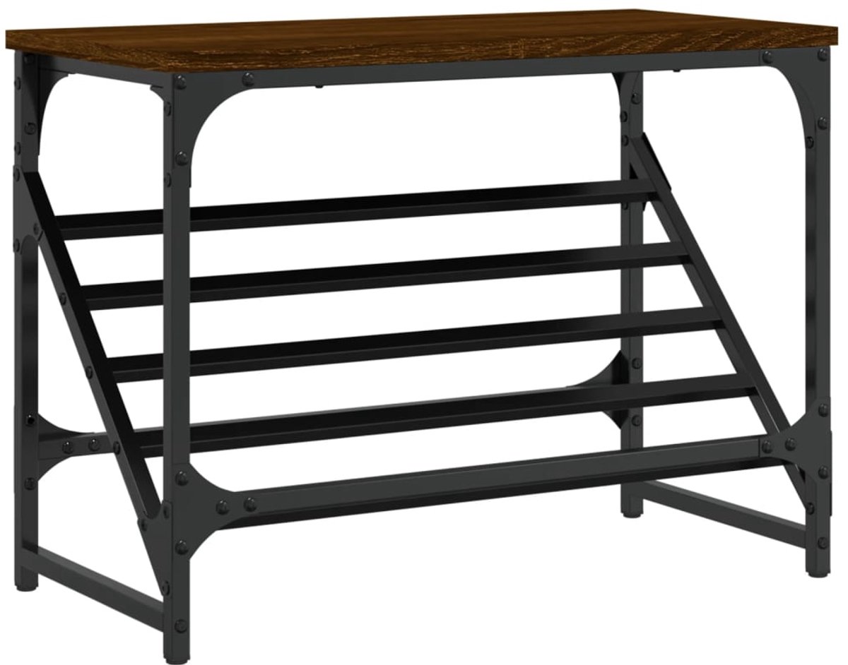 Schoenenkast | Schoenenrek 60x30x45 cm bewerkt hout bruin eikenkleur (6248446697895)