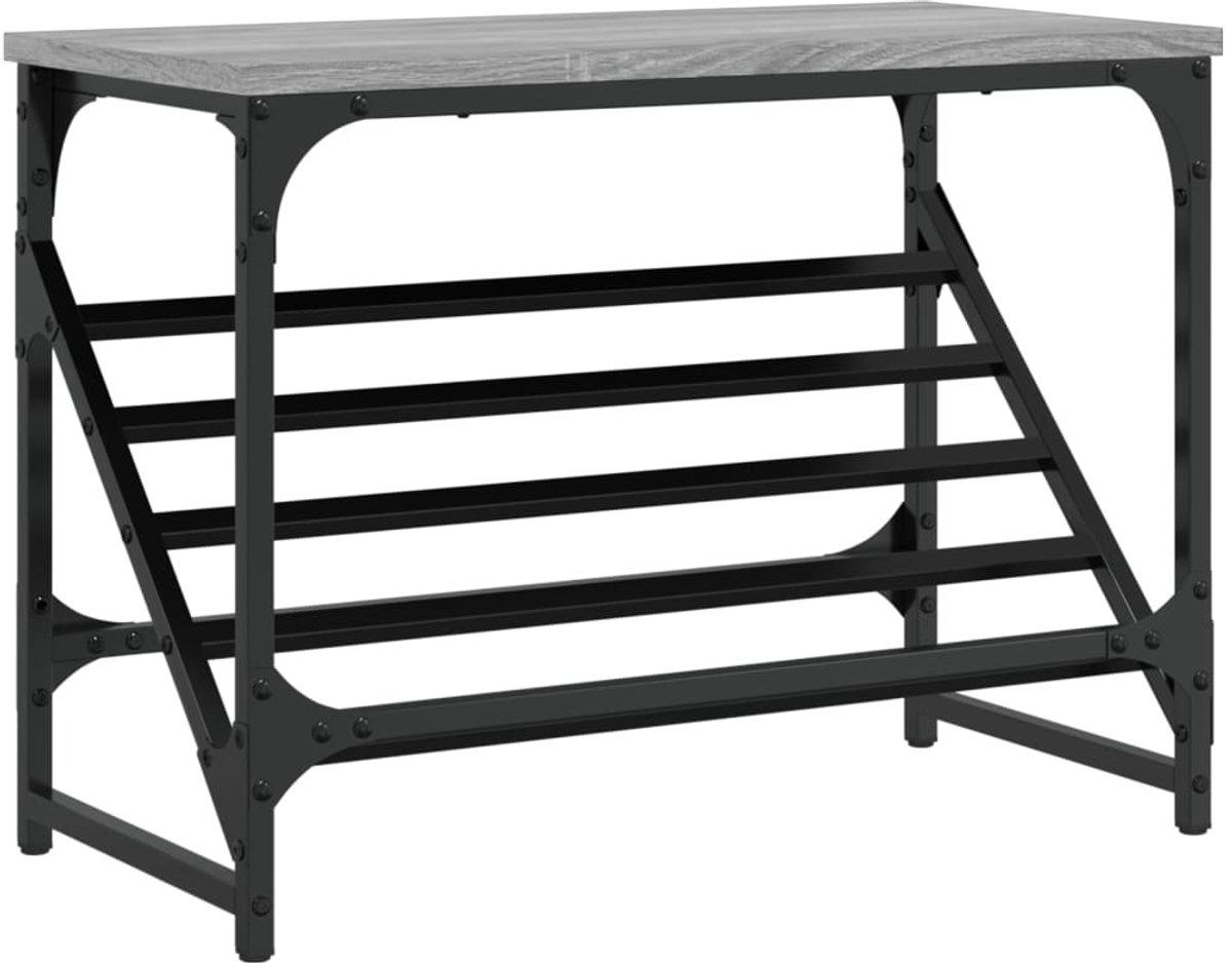Schoenenkast | Schoenenrek 60x30x45 cm bewerkt hout grijs sonoma (6248446697901)