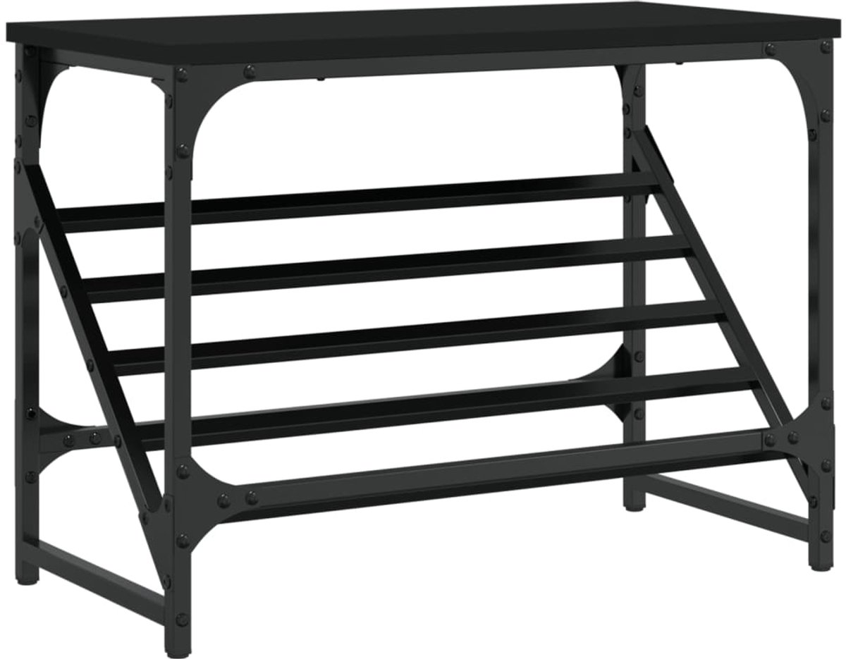 Schoenenkast | Schoenenrek 60x30x45 cm bewerkt hout zwart (6248446697925)