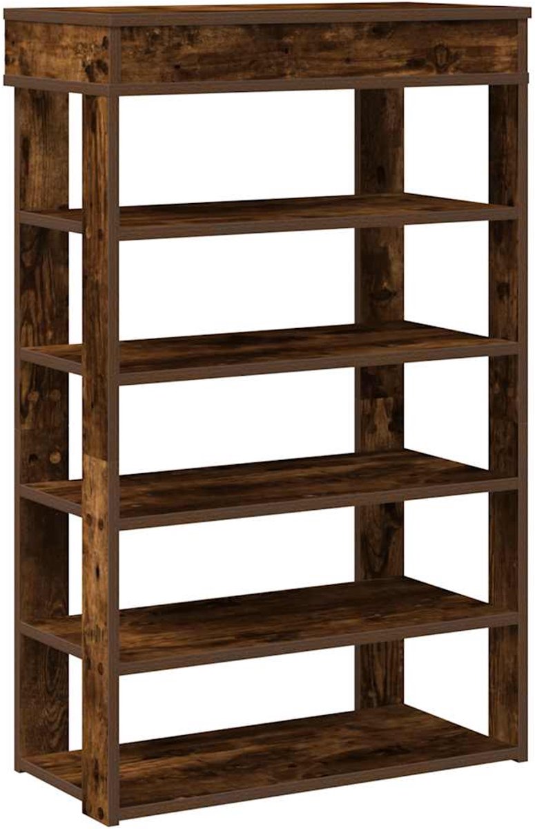 Schoenenkast | Schoenenrek 60x30x98 cm bewerkt hout gerookt eikenkleurig (6248446697956)