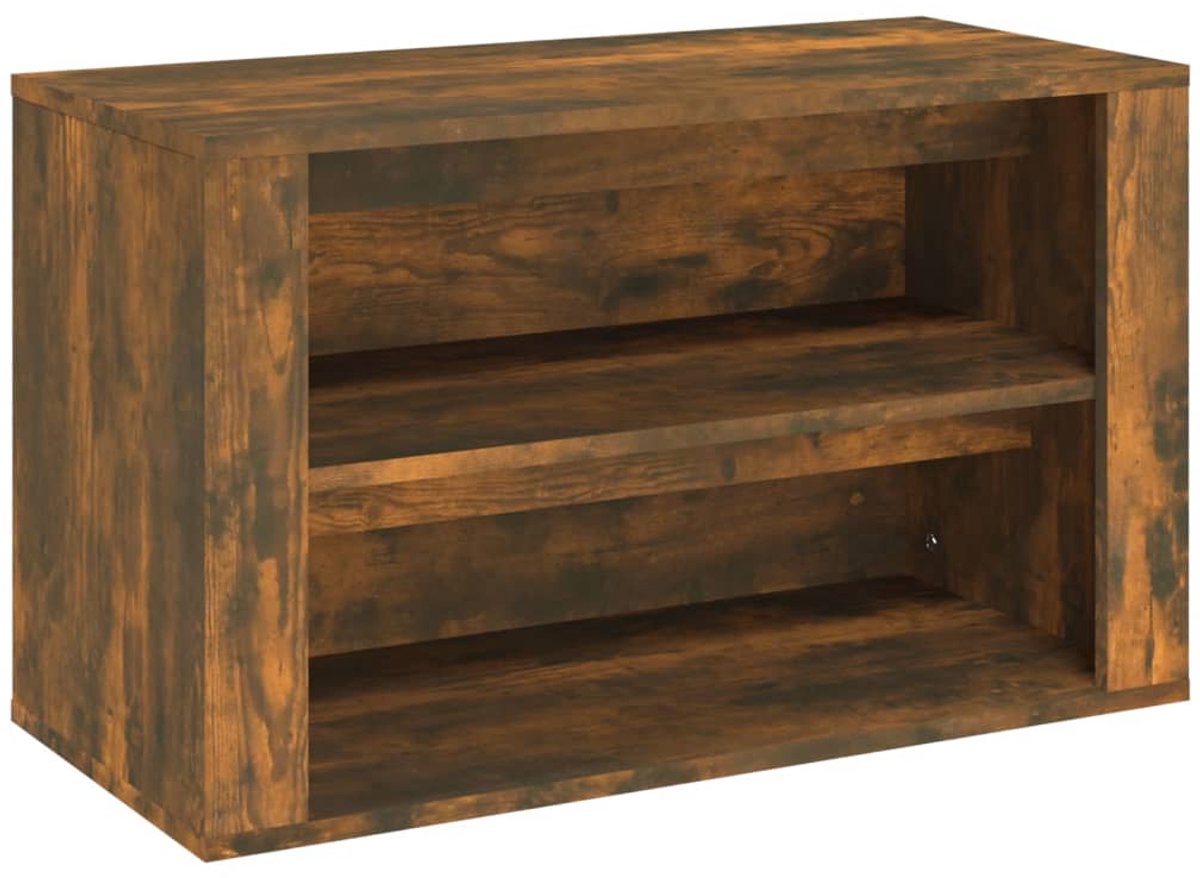 Schoenenkast | Schoenenrek 75x35x45 cm bewerkt hout gerookt eikenkleurig (6248446698250)