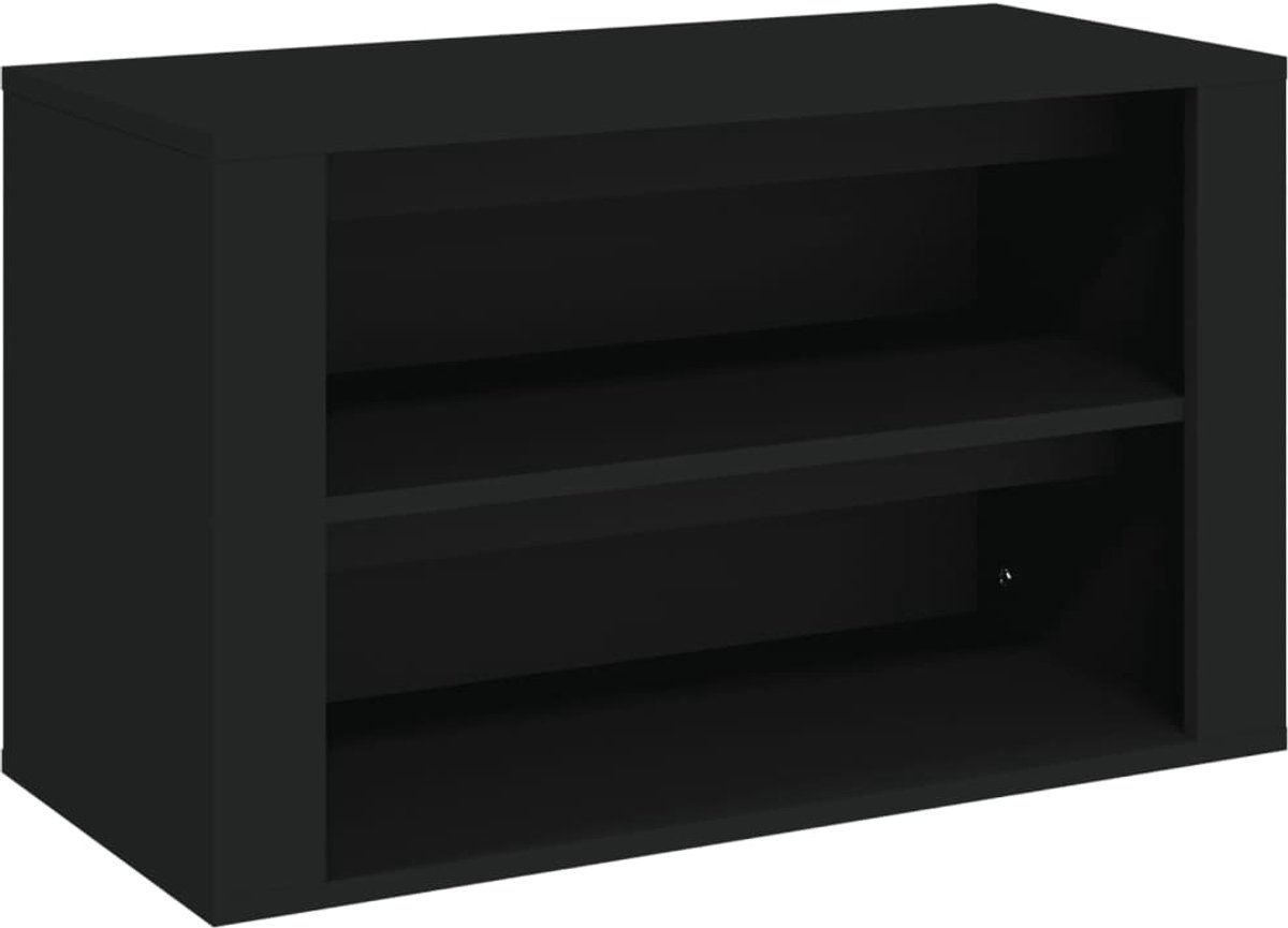 Schoenenkast | Schoenenrek 75x35x45 cm bewerkt hout zwart (6248446698281)