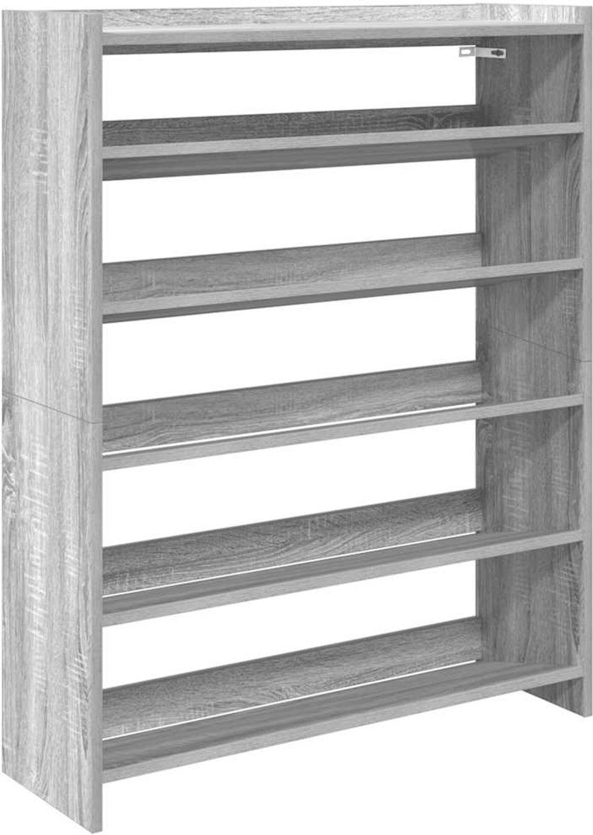 Schoenenkast | Schoenenrek 80x25x100 cm bewerkt hout grijs sonoma eikenkleurig (6248446698311)
