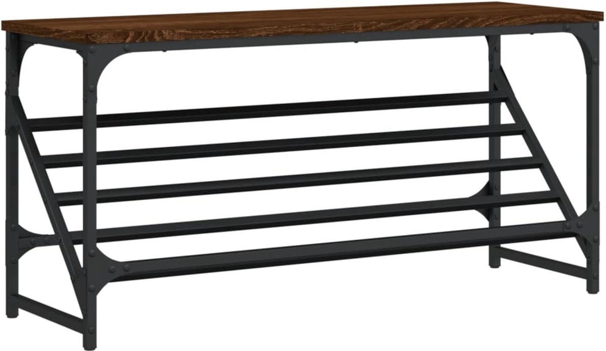 Schoenenkast | Schoenenrek 90x30x45 cm bewerkt hout bruin eikenkleur (6248446698595)