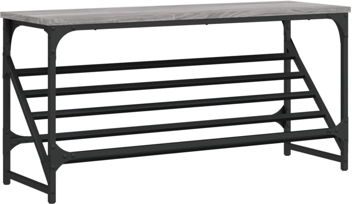 Schoenenkast | Schoenenrek 90x30x45 cm bewerkt hout grijs sonoma eikenkleurig (6248446698618)