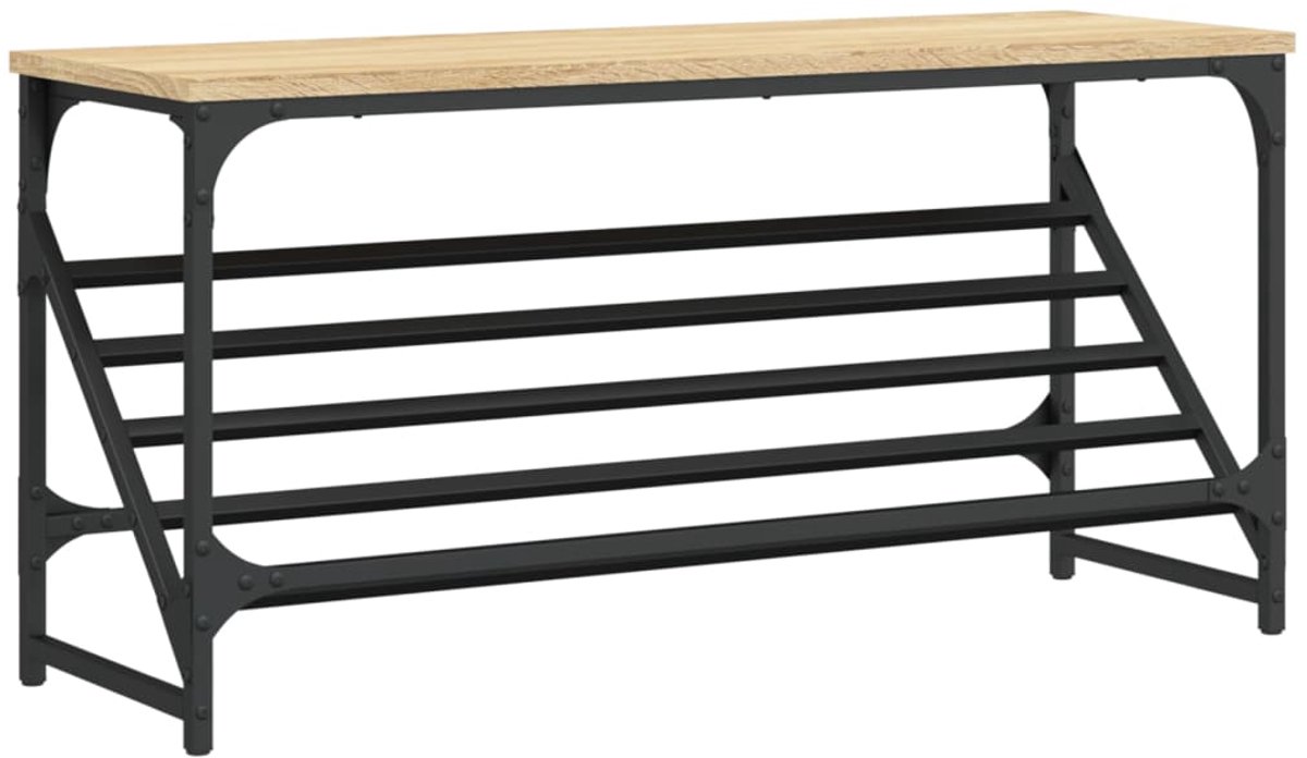 Schoenenkast | Schoenenrek 90x30x45 cm bewerkt hout sonoma eikenkleurig (6248446698625)