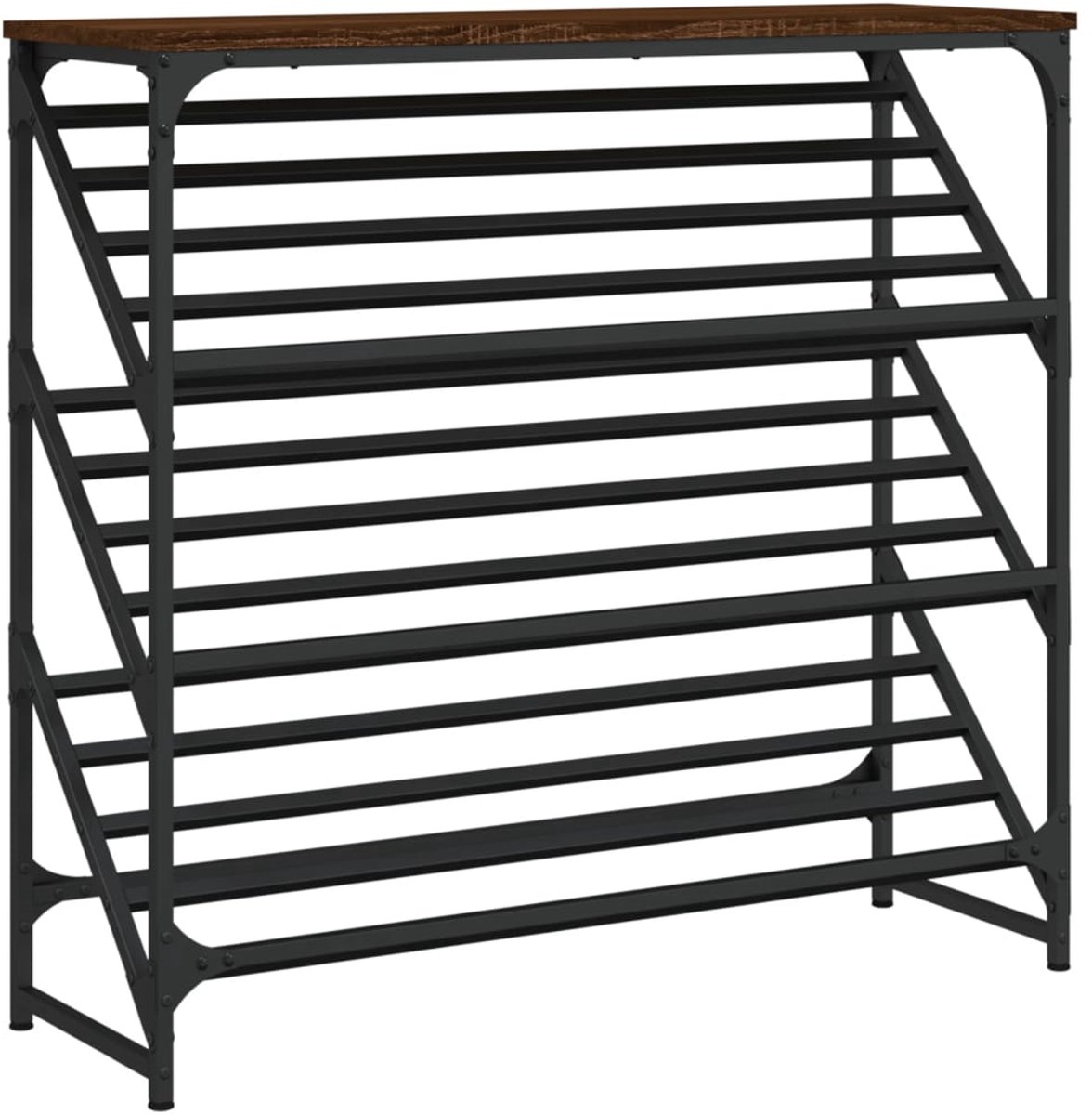 Schoenenkast | Schoenenrek 90x30x85 cm bewerkt hout bruin eikenkleur (6248446698649)