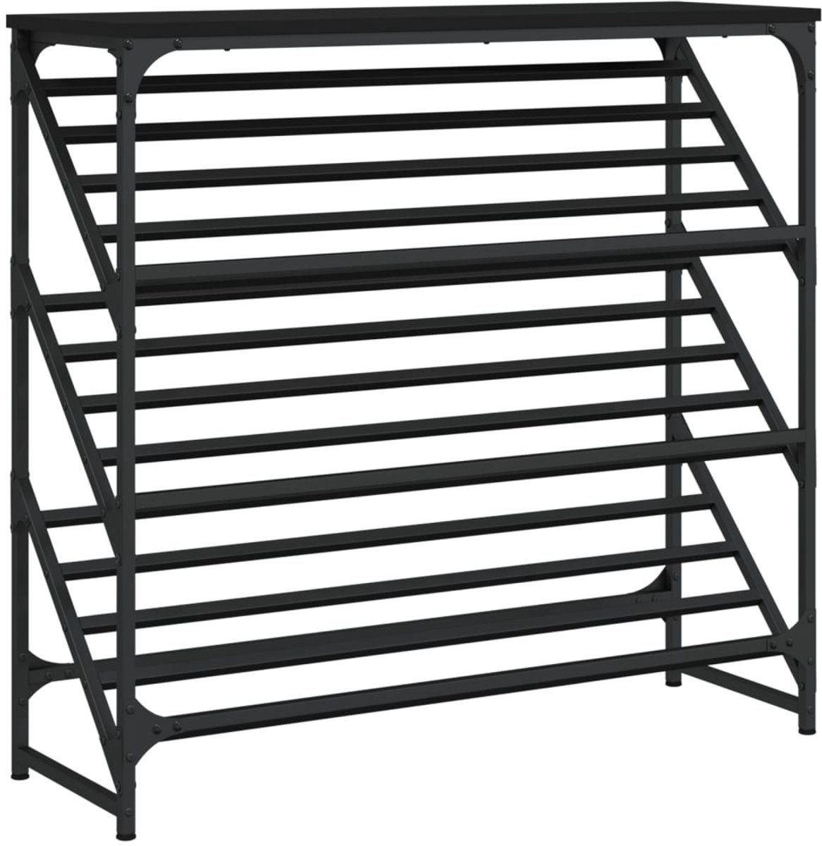 Schoenenkast | Schoenenrek 90x30x85 cm bewerkt hout zwart (6248446698670)