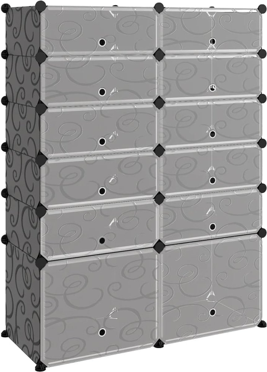 Schoenenkast | Schoenenrek 94x37x125 cm polypropeen zwart (6248446698724)