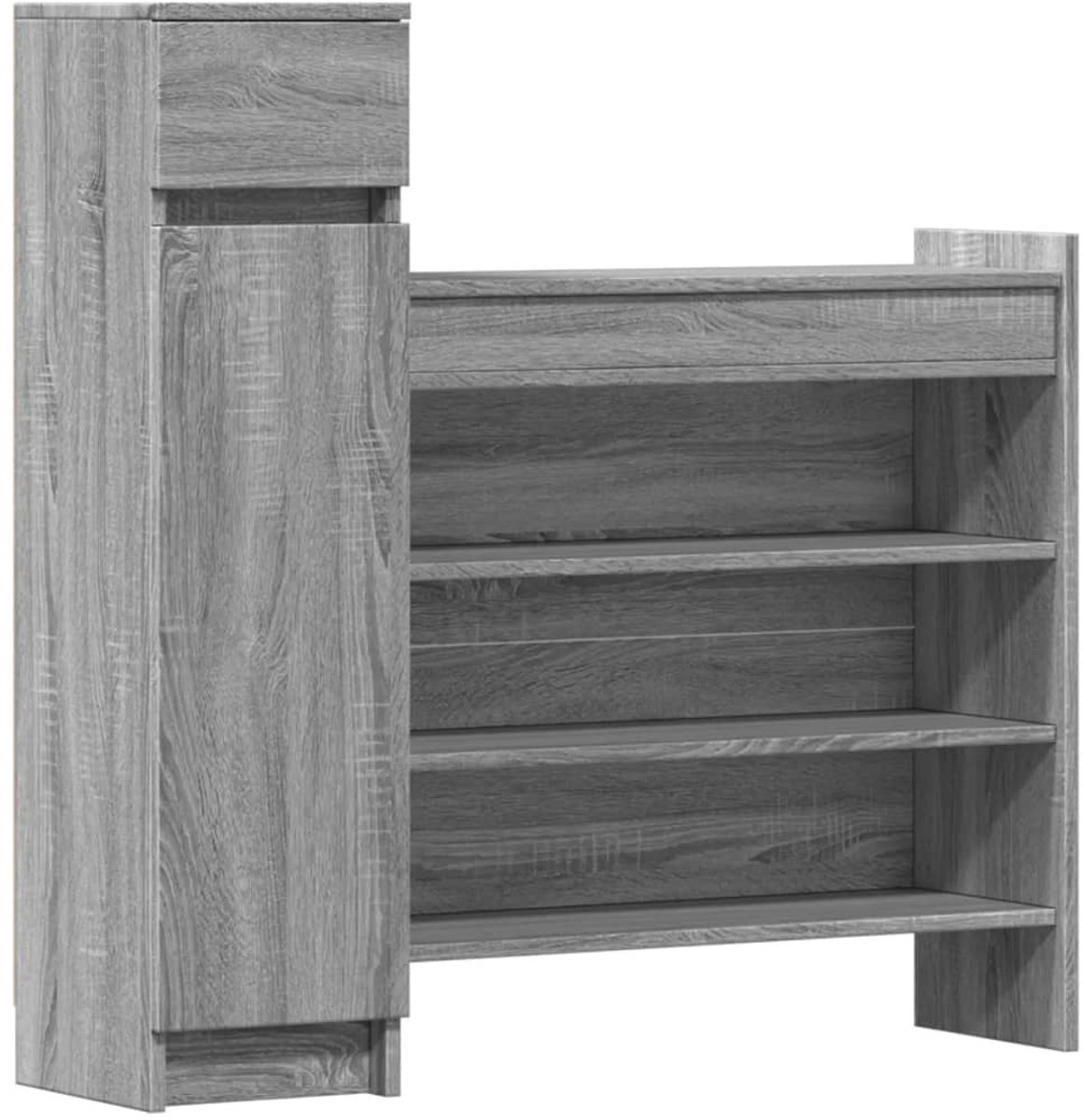 Schoenenkast | Schoenenrek | Opbergkast 100,5x28x100 cm bewerkt hout grijs sonoma eiken (6248446687476)