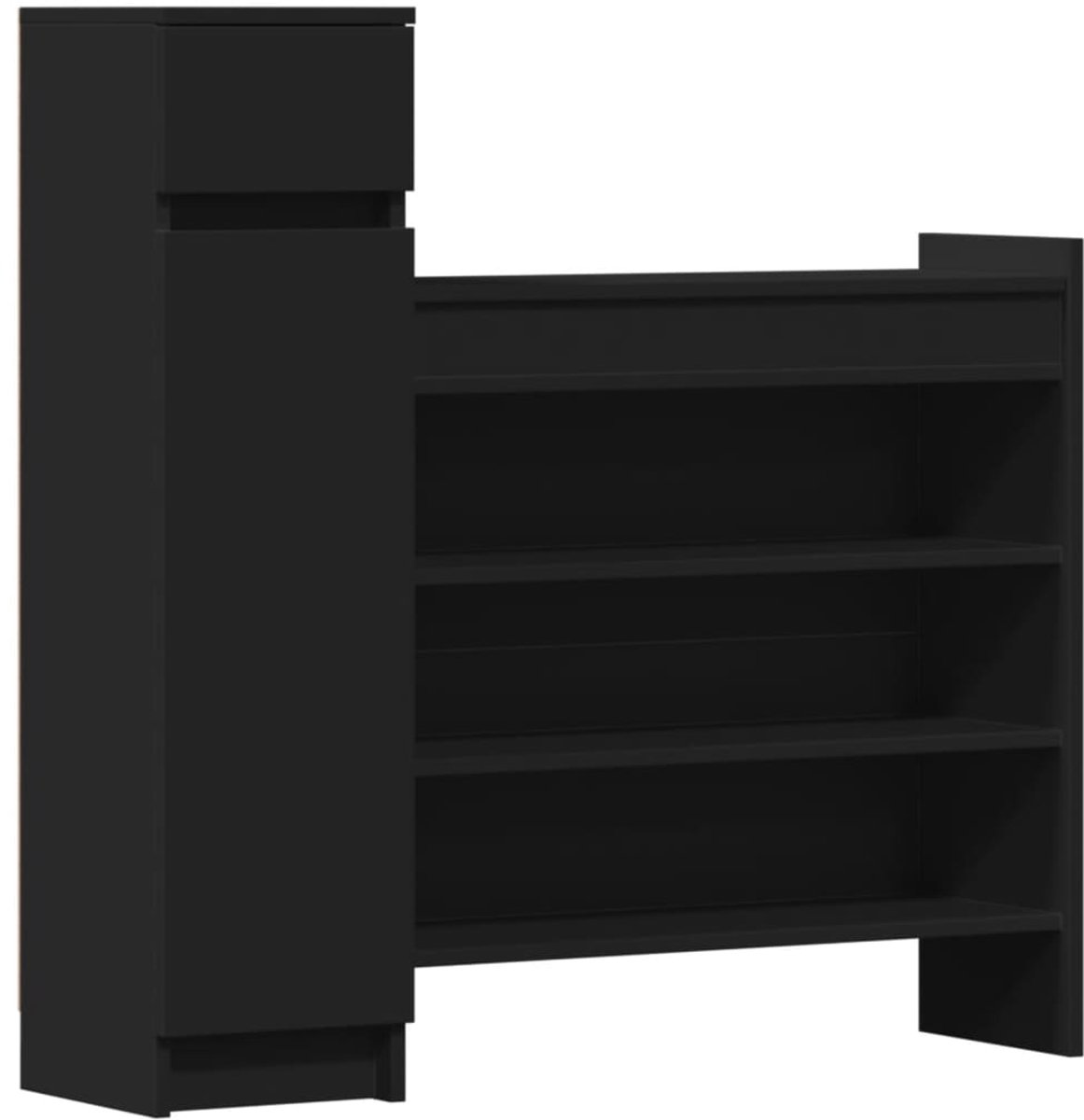 Schoenenkast | Schoenenrek | Opbergkast 100,5x28x100 cm bewerkt hout zwart (6248446687506)