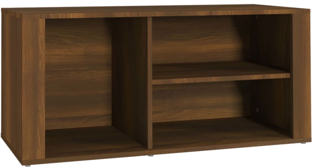 Schoenenkast | Schoenenrek | Opbergkast 100x35x45 cm bewerkt hout bruin eikenkleur (6248446687520)