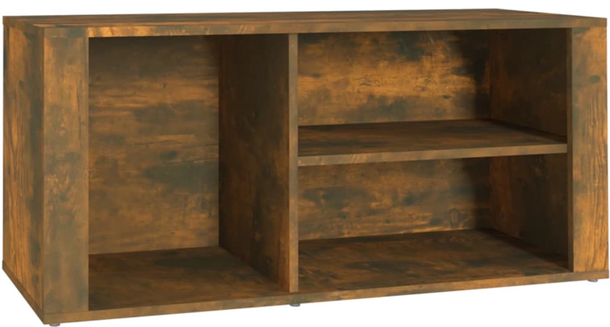 Schoenenkast | Schoenenrek | Opbergkast 100x35x45 cm bewerkt hout gerookt eikenkleurig (6248446687537)