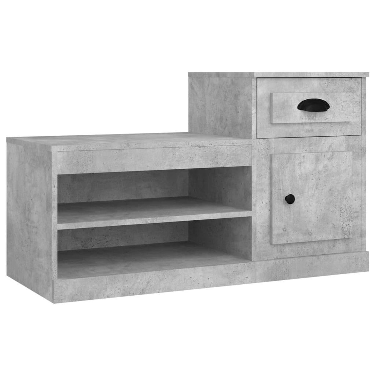 Schoenenkast | Schoenenrek | Opbergkast 100x42x60 cm bewerkt hout betongrijs (6248446687636)
