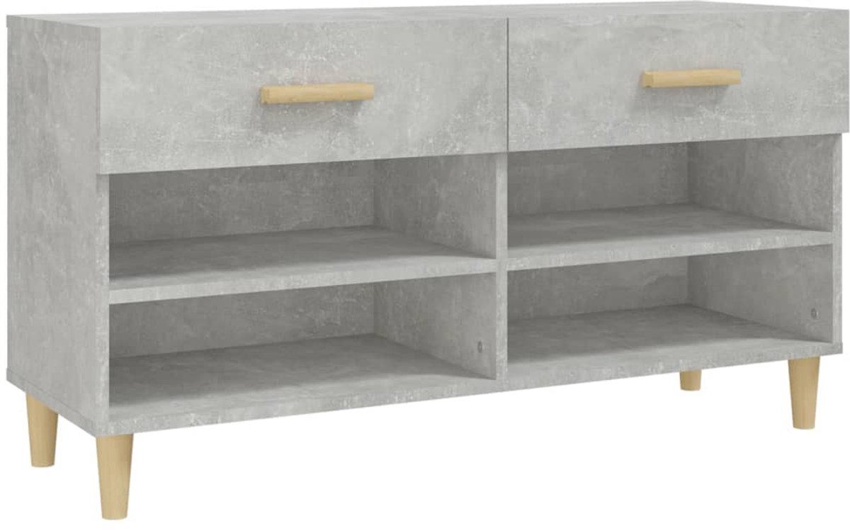 Schoenenkast | Schoenenrek | Opbergkast 102x35x55 cm bewerkt hout betongrijs (6248446687711)
