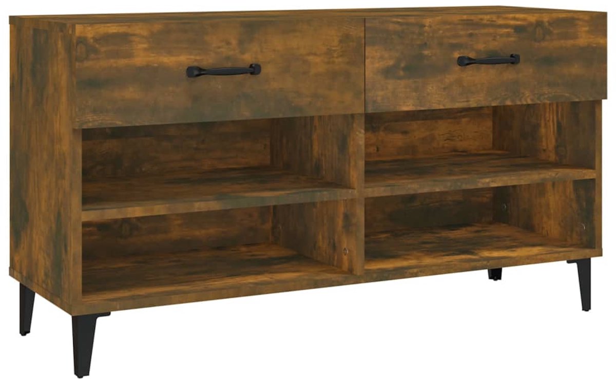 Schoenenkast | Schoenenrek | Opbergkast 102x35x55 cm bewerkt hout gerookt eikenkleurig (6248446687759)