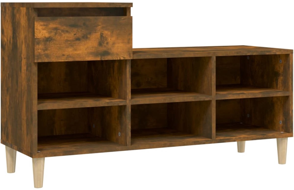 Schoenenkast | Schoenenrek | Opbergkast 102x36x60 cm bewerkt hout gerookt eikenkleurig (6248446688084)
