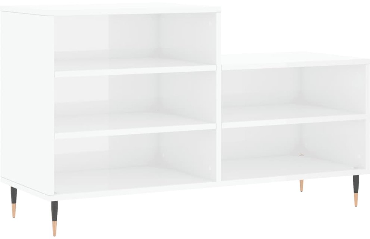 Schoenenkast | Schoenenrek | Opbergkast 102x36x60 cm bewerkt hout hoogglans wit (6248446688190)