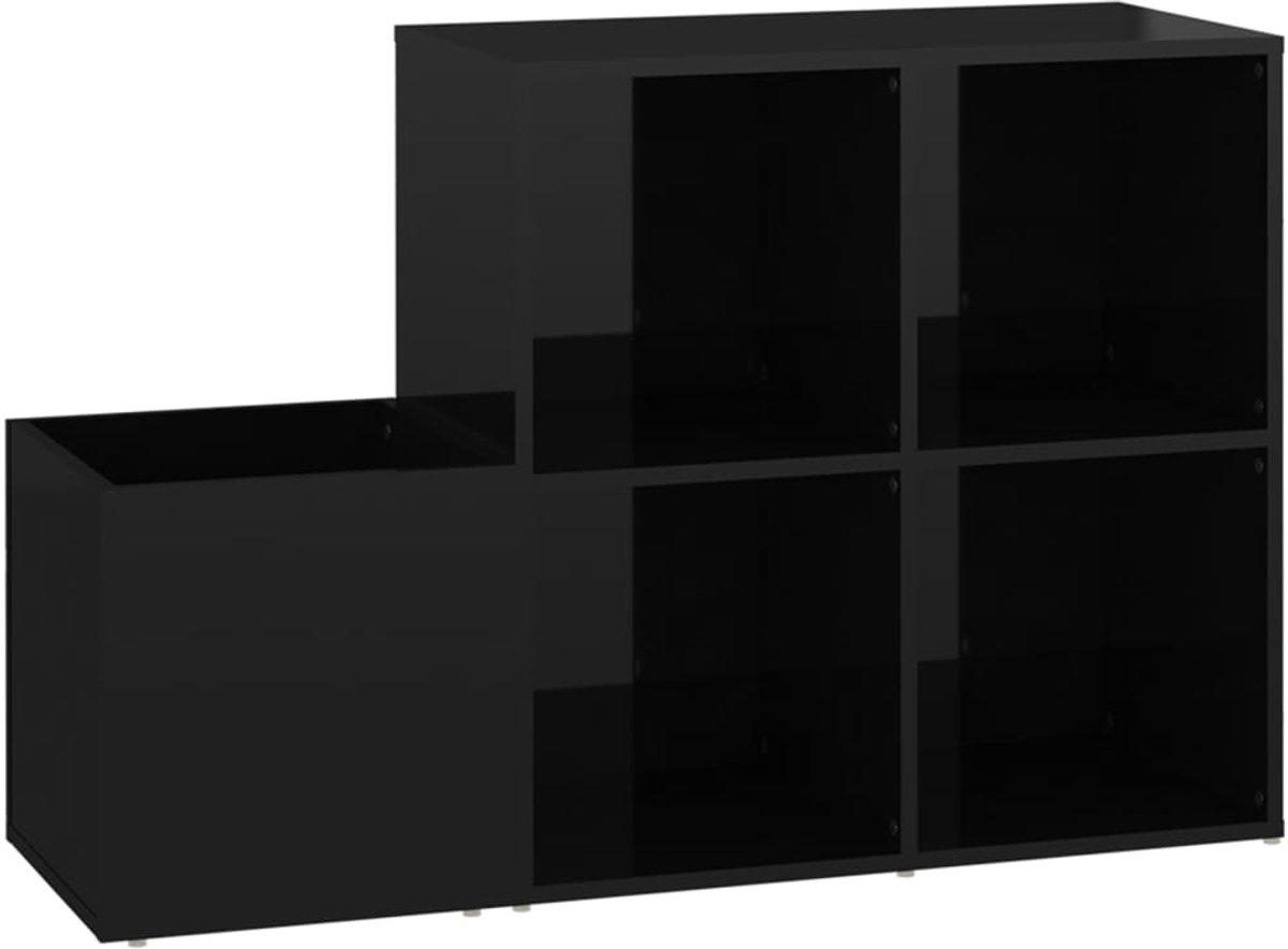 Schoenenkast | Schoenenrek | Opbergkast 105x35,5x70 cm bewerkt hout hoogglans zwart (6248446695884)