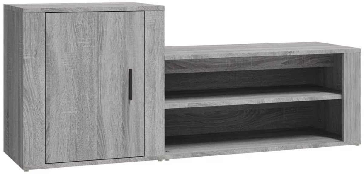 Schoenenkast | Schoenenrek | Opbergkast 130x35x54 cm bewerkt hout grijs sonoma (6248446688787)