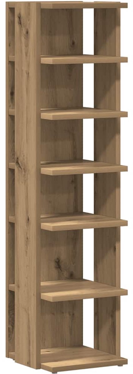 Schoenenkast | Schoenenrek | Opbergkast 28x27x102 cm bewerkt hout artisanaal eikenkleurig (6248446688930)