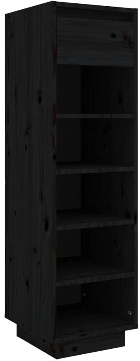 Schoenenkast | Schoenenrek | Opbergkast 30x34x105 cm massief grenenhout zwart (6248446689029)