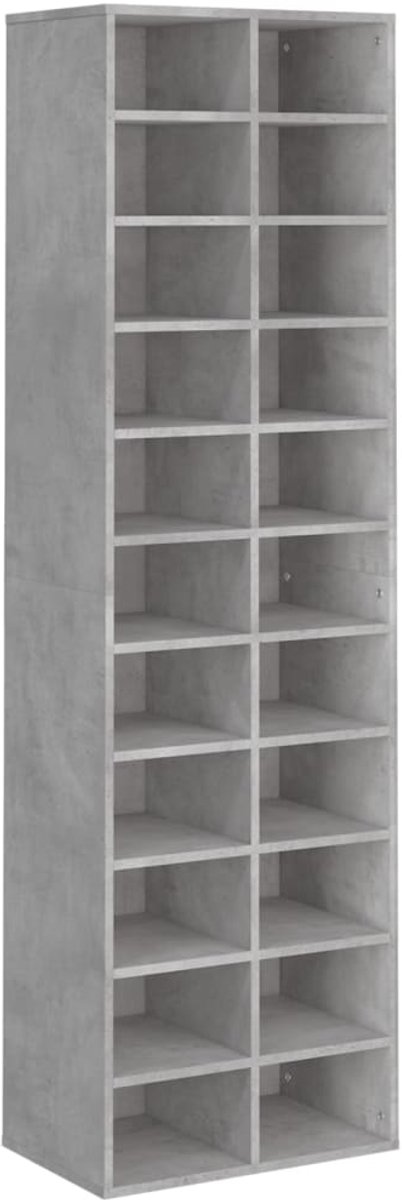 Schoenenkast | Schoenenrek | Opbergkast 54x34x183 cm bewerkt hout betongrijs (6248446690230)