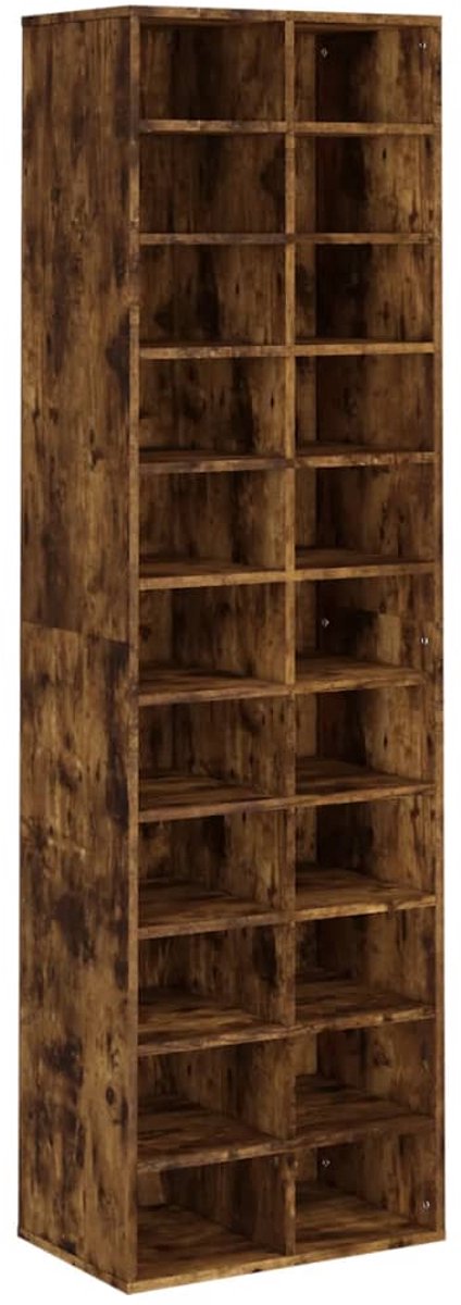 Schoenenkast | Schoenenrek | Opbergkast 54x34x183 cm bewerkt hout gerookt eikenkleurig (6248446690254)