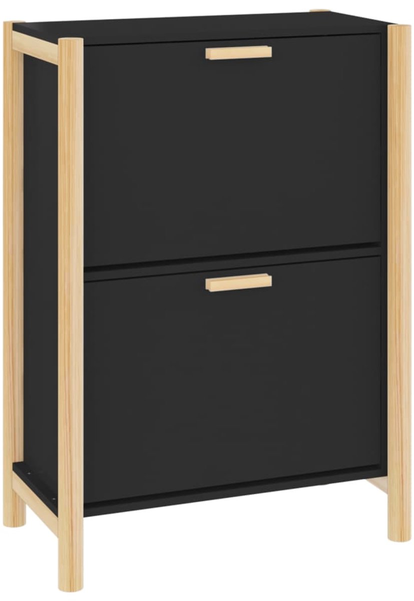 Schoenenkast | Schoenenrek | Opbergkast 57,5x33x80 cm bewerkt hout zwart (6248446690407)