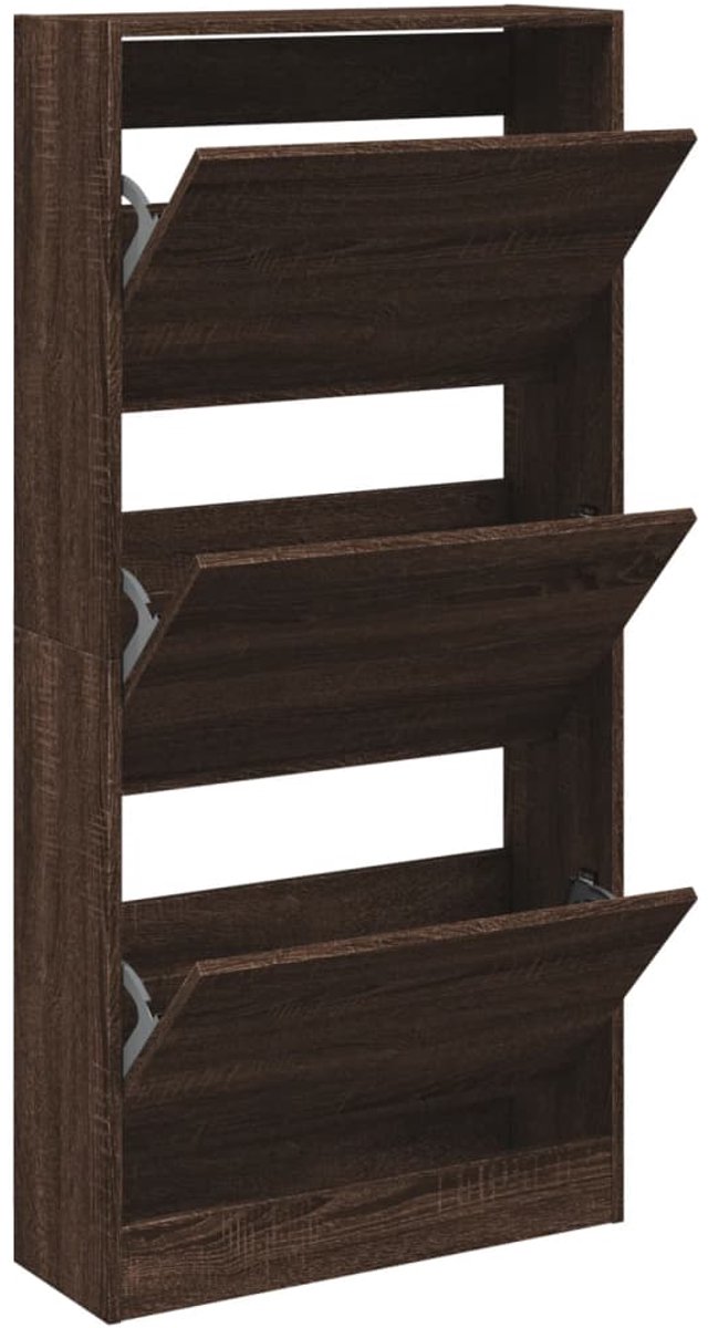 Schoenenkast | Schoenenrek | Opbergkast 60x21x125,5 cm bewerkt hout bruin eikenkleur (6248446690636)