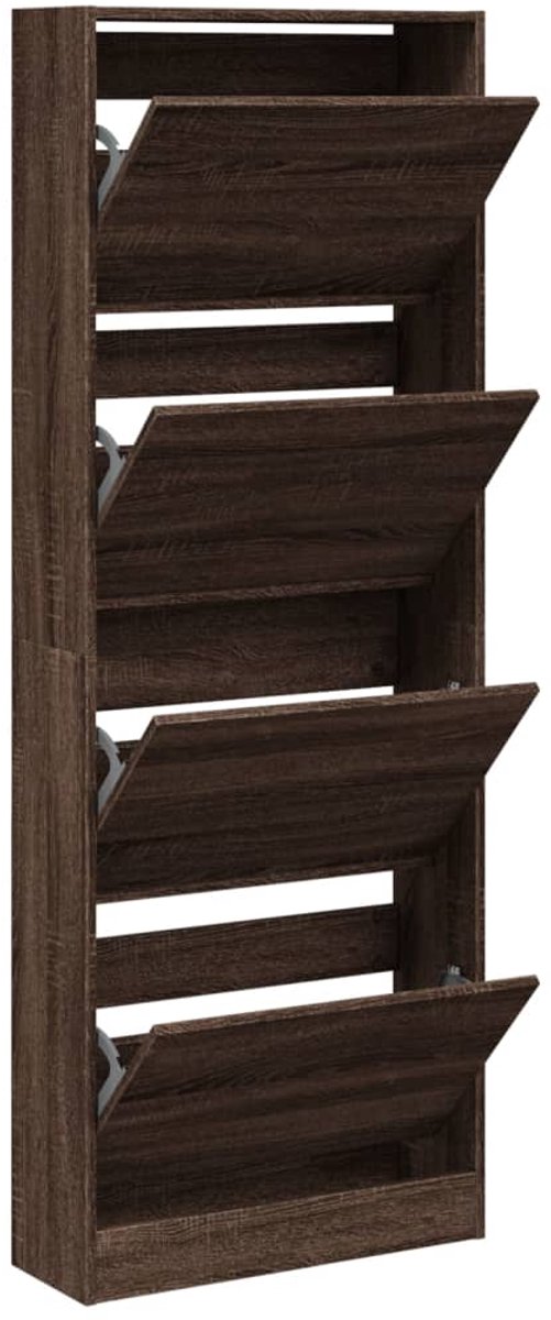 Schoenenkast | Schoenenrek | Opbergkast 60x21x163,5 cm bewerkt hout bruin eikenkleur (6248446690650)