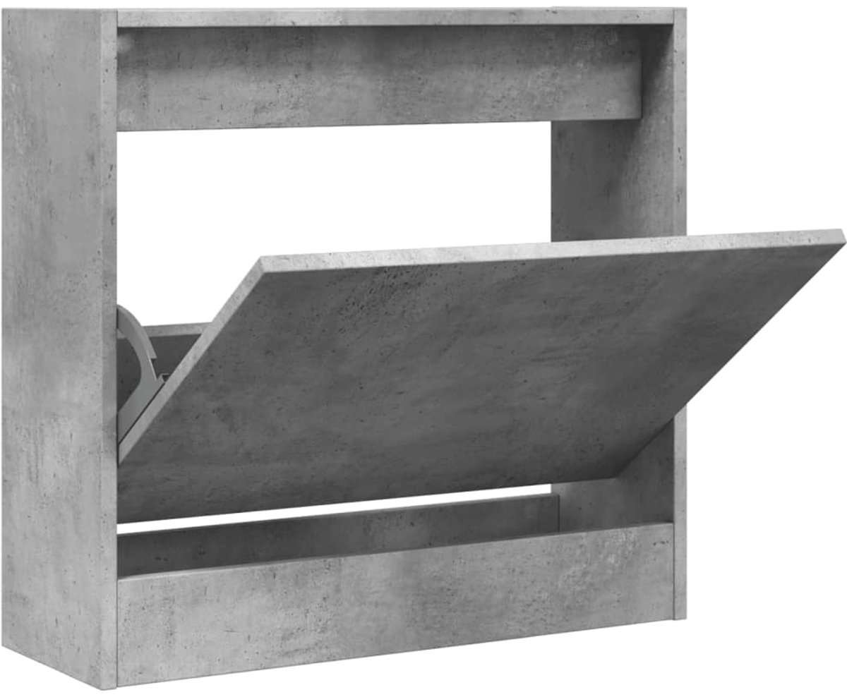 Schoenenkast | Schoenenrek | Opbergkast 60x21x57 cm bewerkt hout betongrijs (6248446690674)