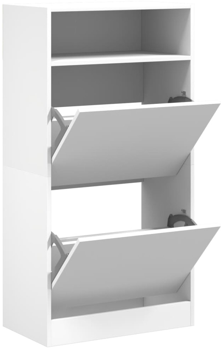 Schoenenkast | Schoenenrek | Opbergkast 60x34x116 cm bewerkt hout wit (6248446690896)