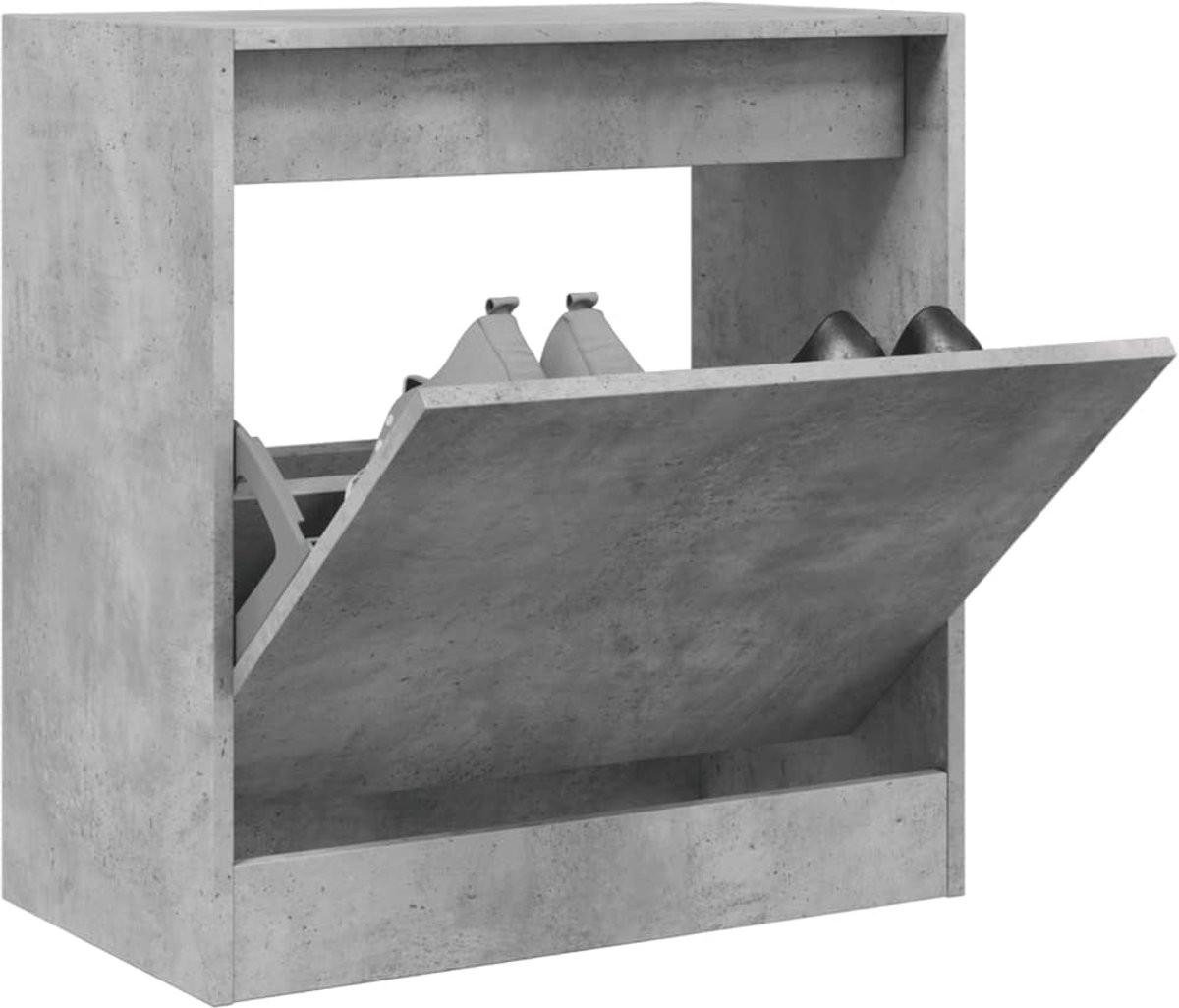 Schoenenkast | Schoenenrek | Opbergkast 60x34x63,5 cm bewerkt hout betongrijs (6248446690940)