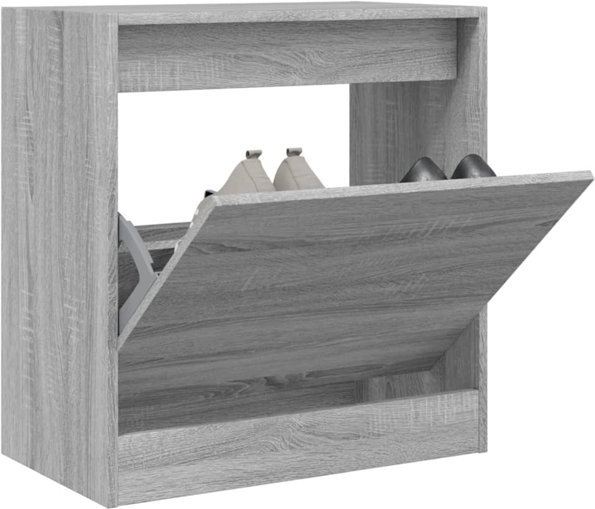 Schoenenkast | Schoenenrek | Opbergkast 60x34x63,5 cm bewerkt hout grijs sonoma eikenkleur (6248446690971)