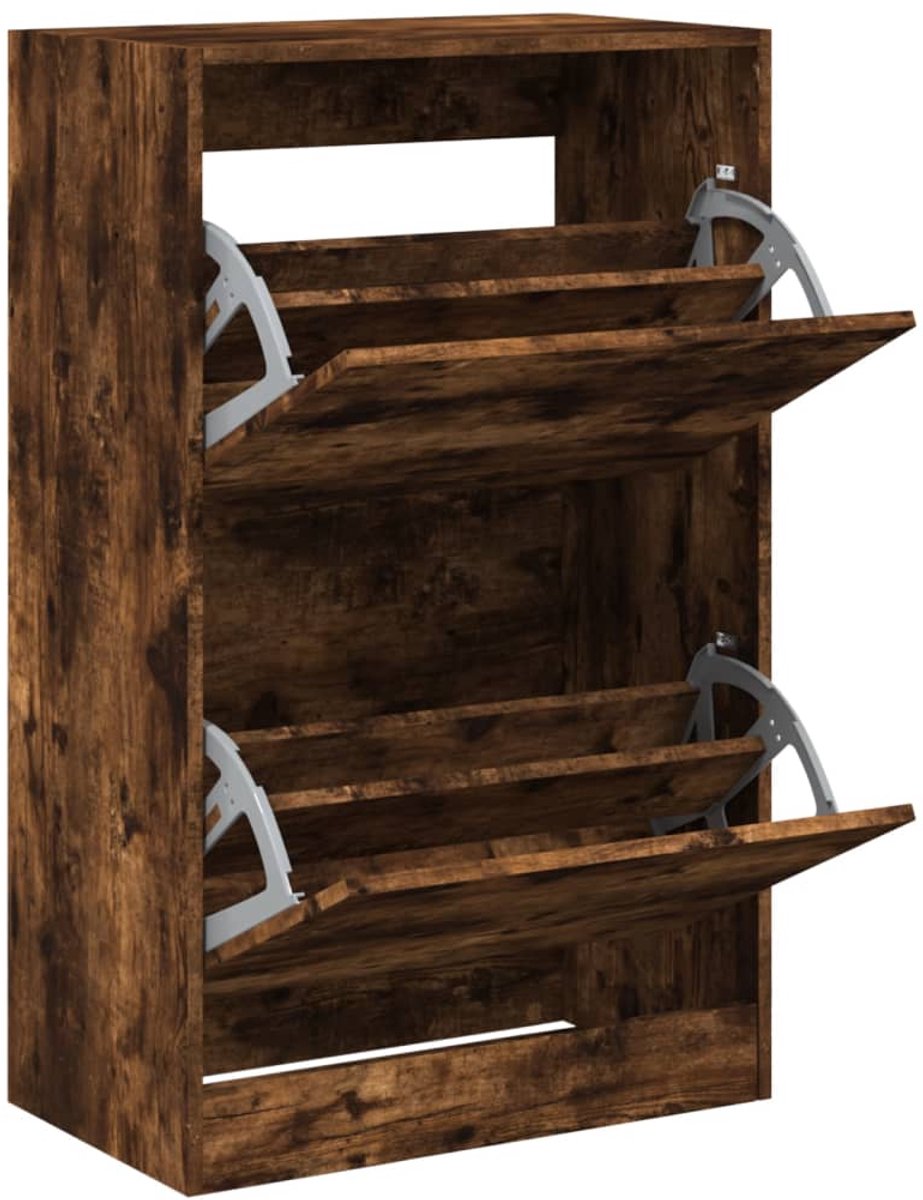 Schoenenkast | Schoenenrek | Opbergkast 60x34x96,5 cm bewerkt hout gerookt eikenkleurig (6248446691022)