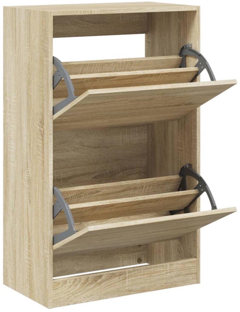Schoenenkast | Schoenenrek | Opbergkast 60x34x96,5 cm bewerkt hout sonoma eikenkleurig (6248446691046)