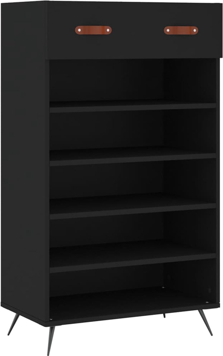 Schoenenkast | Schoenenrek | Opbergkast 60x35x105 cm bewerkt hout zwart (6248446691183)