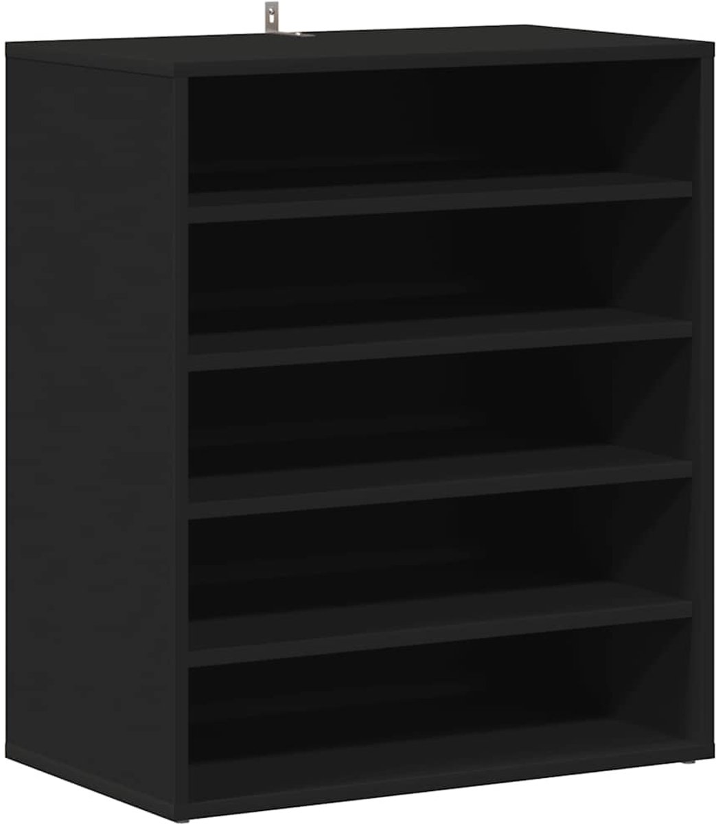 Schoenenkast | Schoenenrek | Opbergkast 60x35x70 cm bewerkt hout zwart (6248446691398)