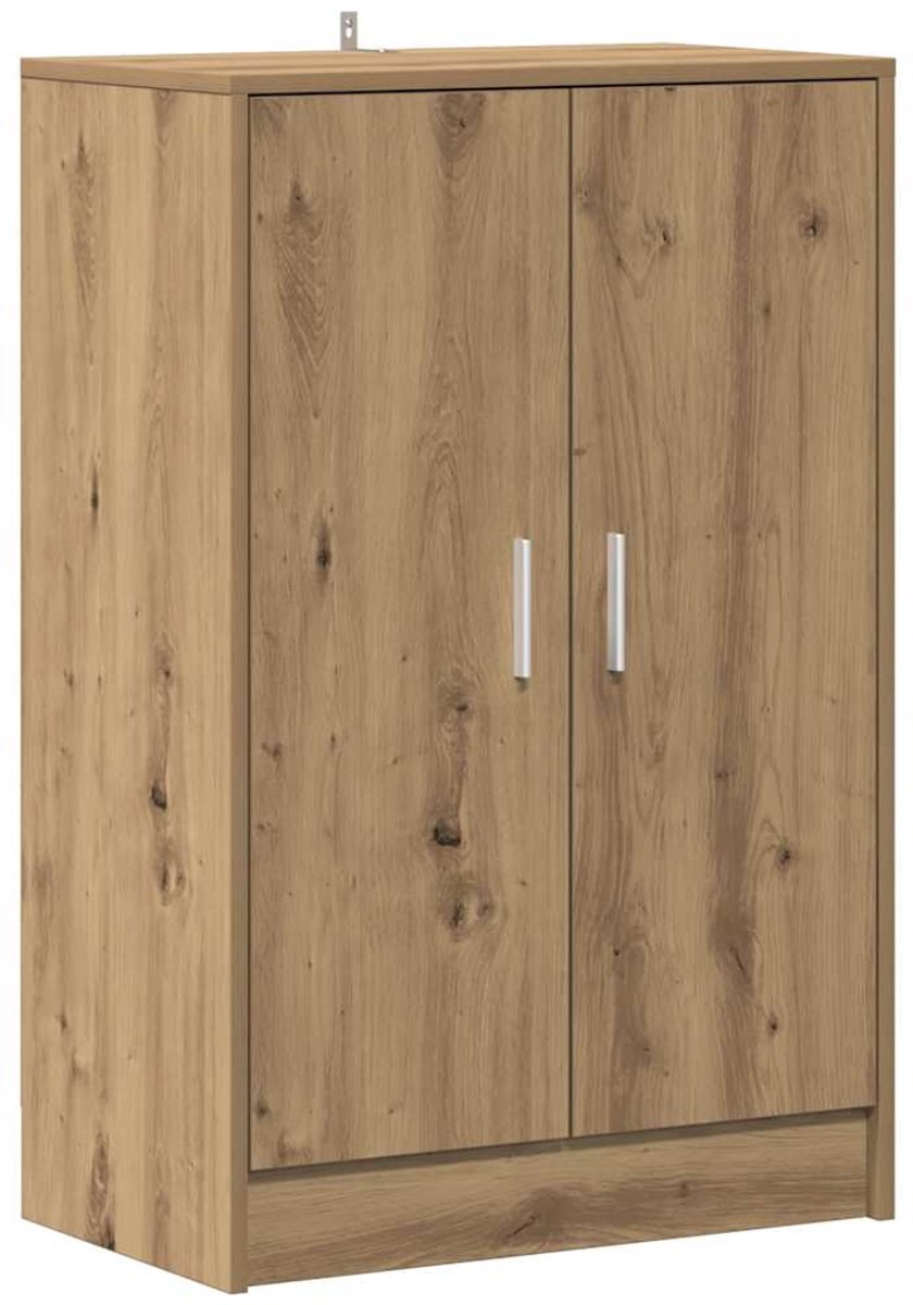 Schoenenkast | Schoenenrek | Opbergkast 60x35x92 cm bewerkt hout artisanaal eikenkleur (6248446691497)