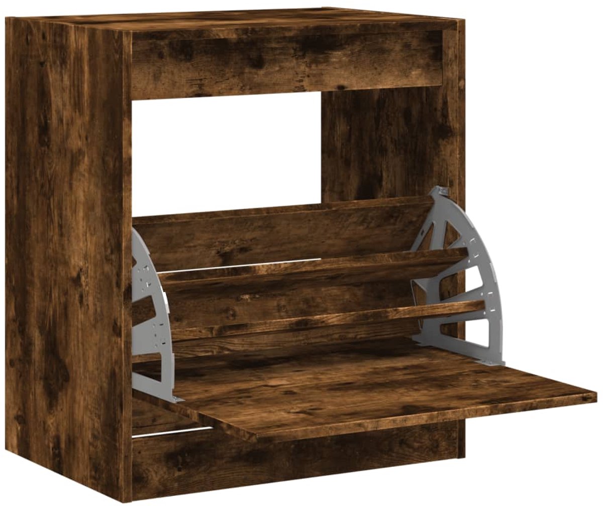 Schoenenkast | Schoenenrek | Opbergkast 60x42x69 cm bewerkt hout gerookt eikenkleurig (6248446691657)