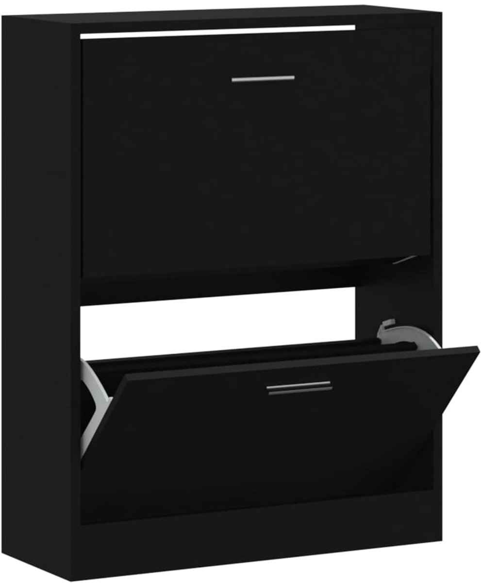 Schoenenkast | Schoenenrek | Opbergkast 63x24x81 cm bewerkt hout zwart (6248446691893)