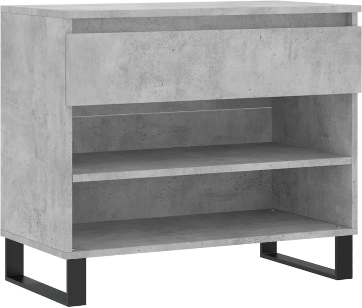 Schoenenkast | Schoenenrek | Opbergkast 70x36x60 cm bewerkt hout betongrijs (6248446691978)