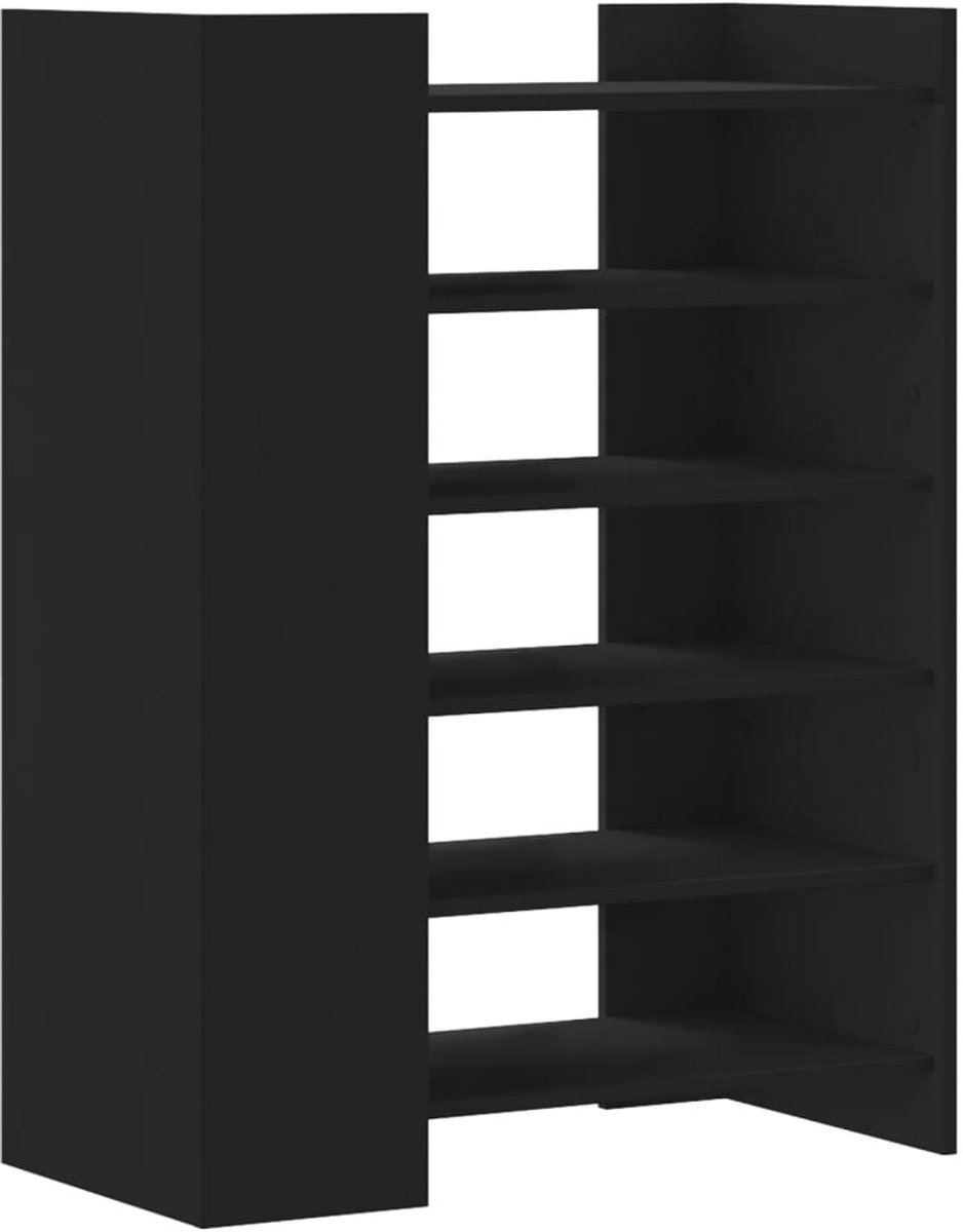 Schoenenkast | Schoenenrek | Opbergkast 74,5x37,5x100 cm bewerkt hout zwart (6248446692180)